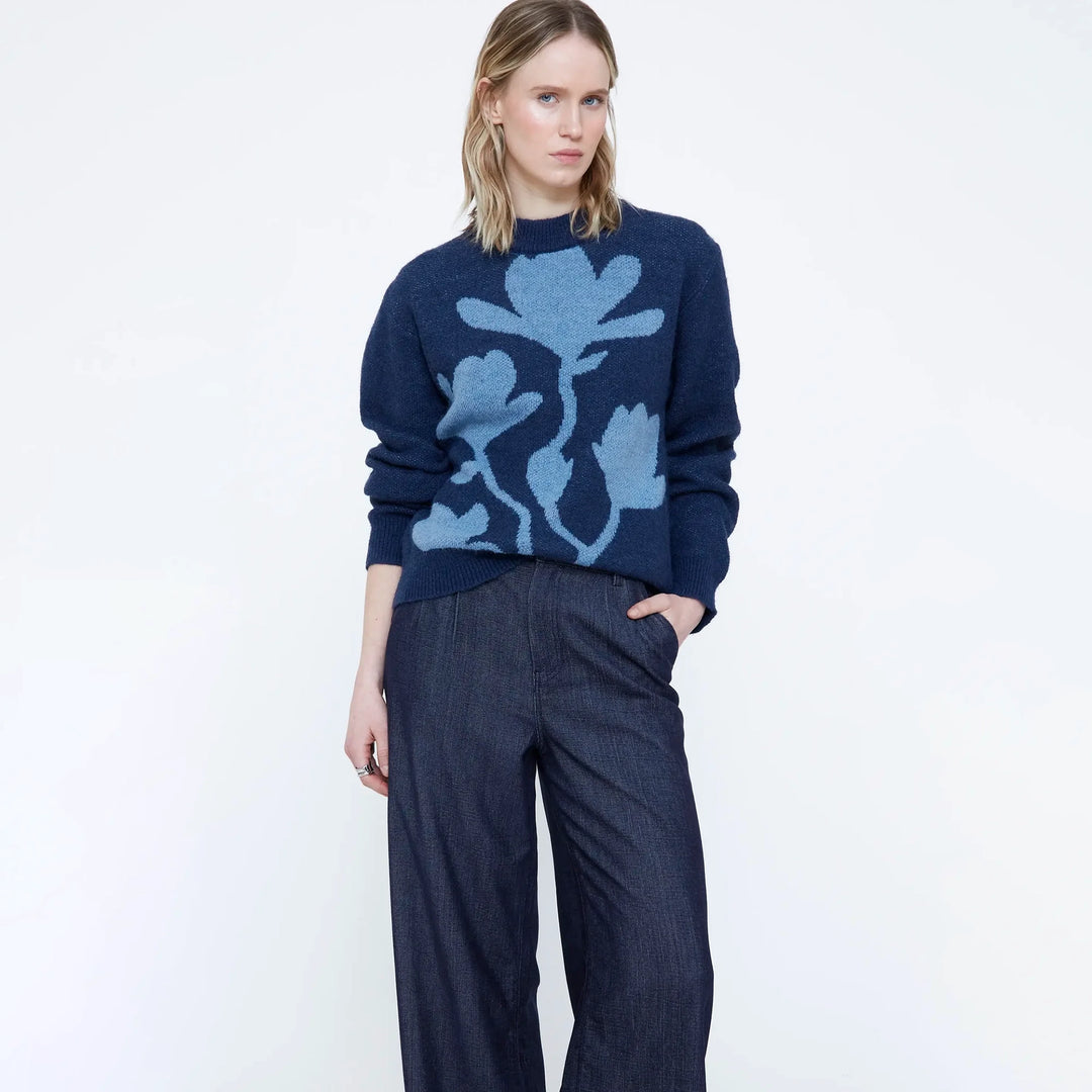 JERSEY - Wild Pony, Azul marino con estampado de flores azules