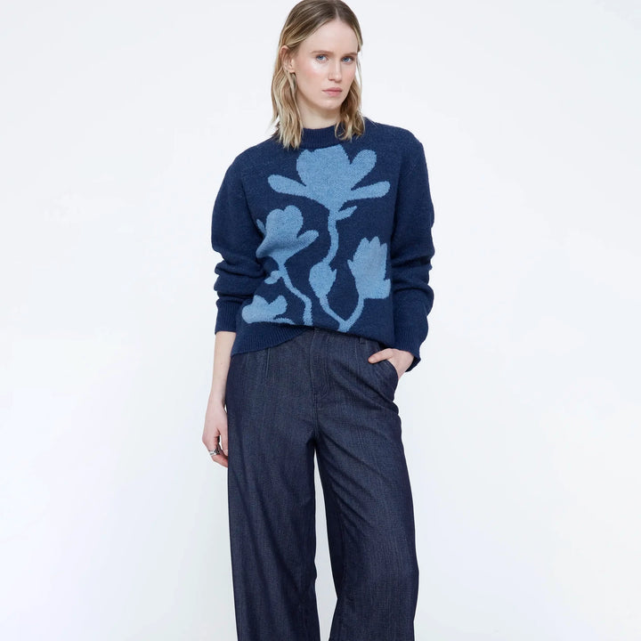 JERSEY - Wild Pony, Azul marino con estampado de flores azules
