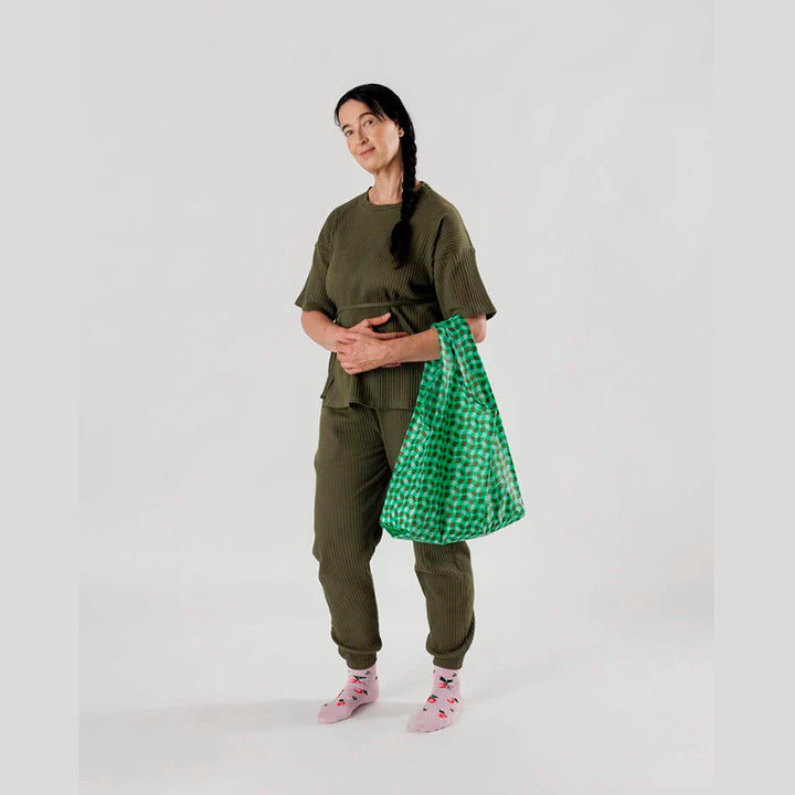 TOTE BAG - Baggu, Wavy Gingham Green