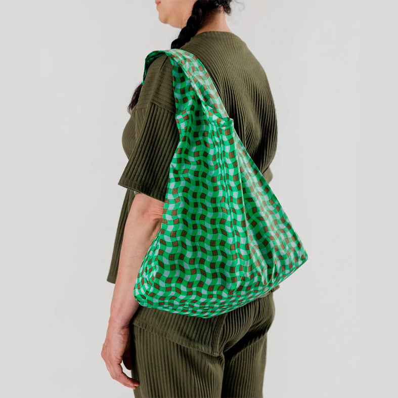 TOTE BAG - Baggu, Wavy Gingham Green