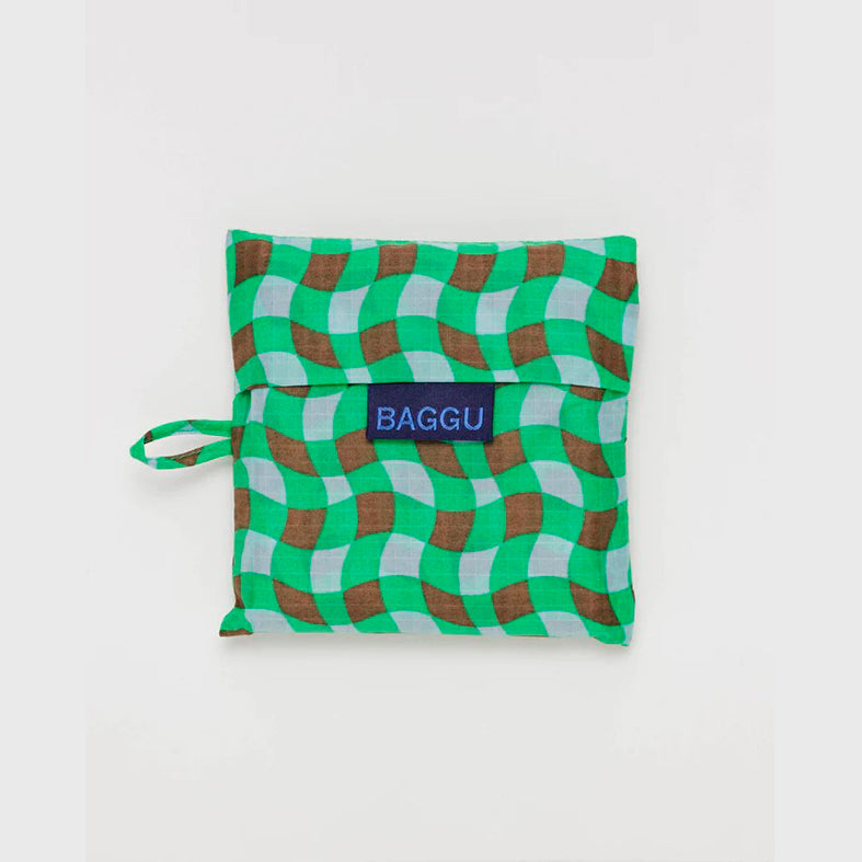 TOTE BAG - Baggu, Wavy Gingham Green