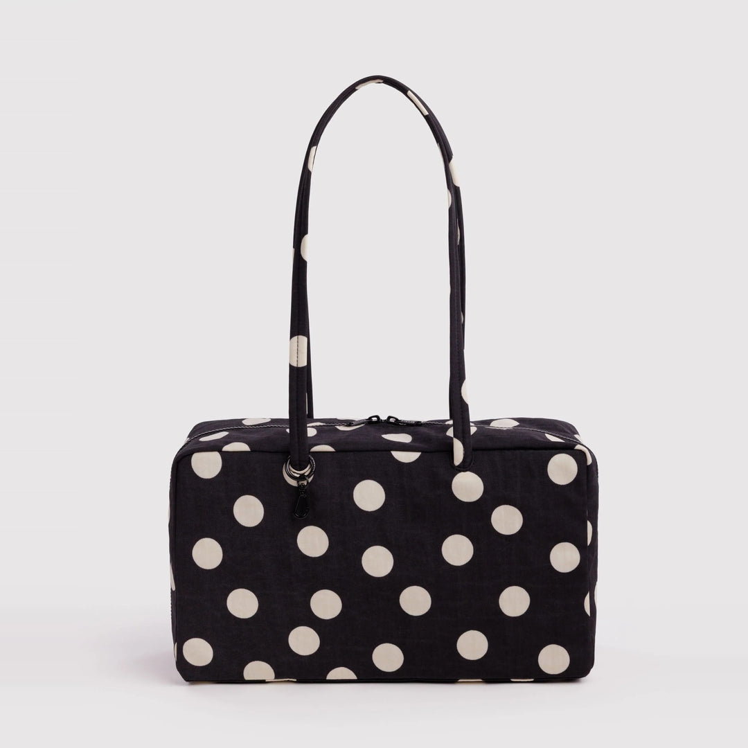 Medium Nylon Bowler Bag Black and Cream Polka Dot de Baggu – foto 1
