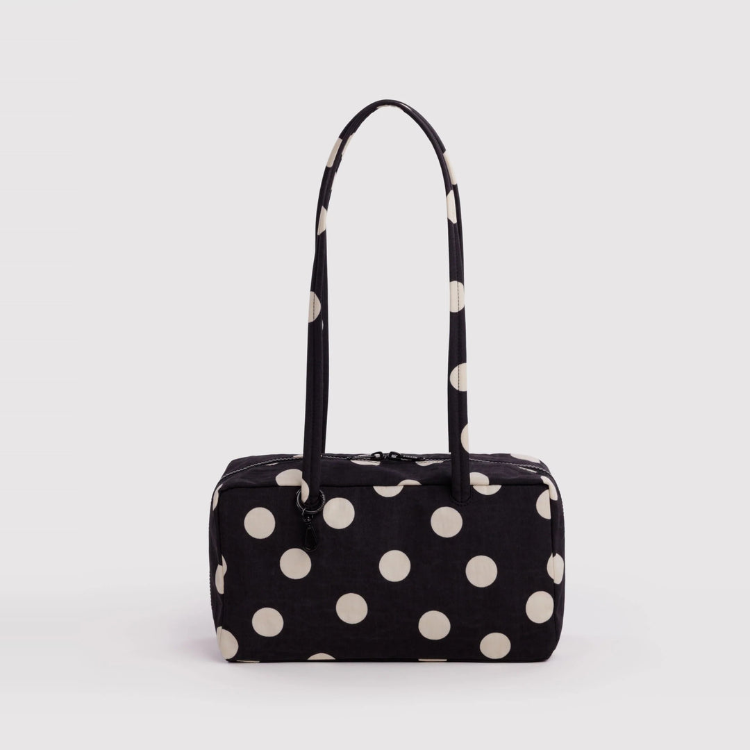 Nylon Bowler Bag Black and Cream Polka Dot de Baggu – foto 1