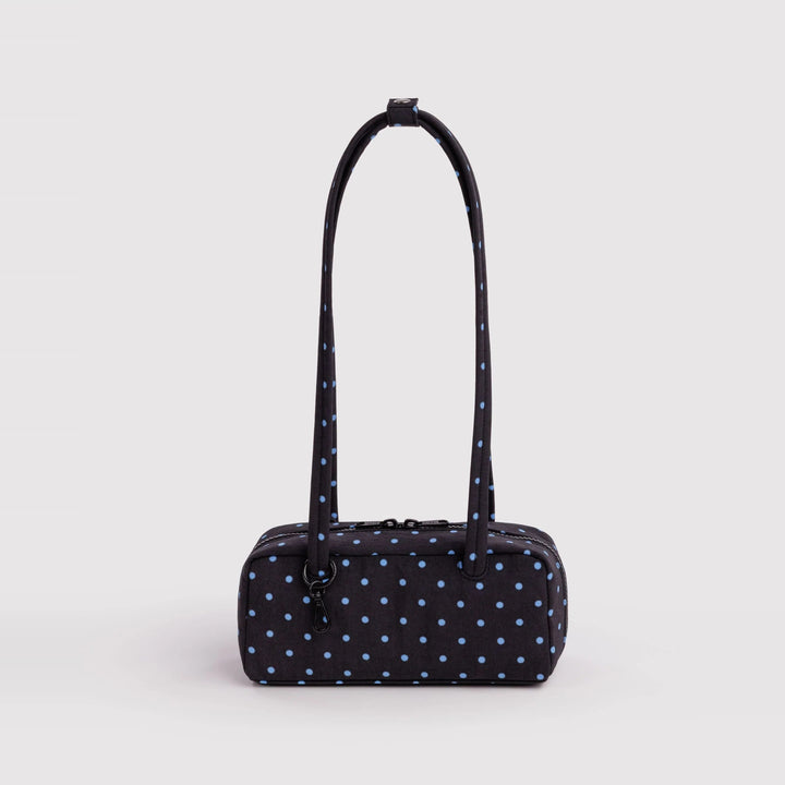 Small Nylon Bowler Bag Black and Sky Blue Micro Dot de Baggu – foto 1