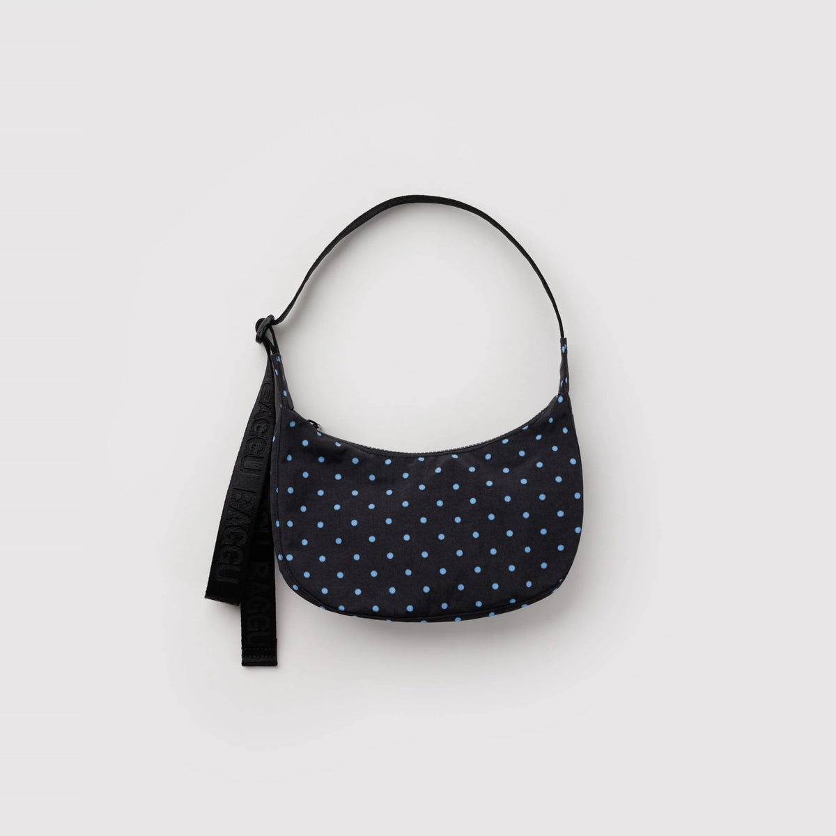 Small Nylon Crescent Bag Black and Sky Blue Micro Dot de Baggu – foto 1