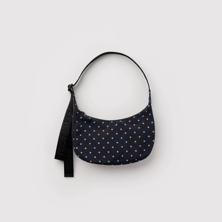 Small Nylon Crescent Bag Black and Sky Blue Micro Dot de Baggu – foto 1