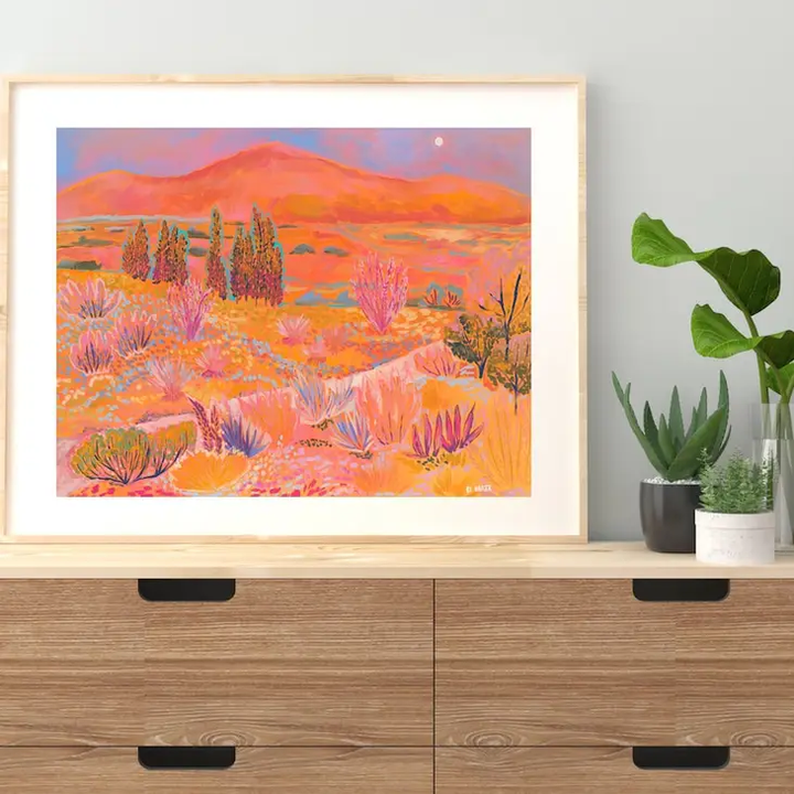 ILUSTRACIÓN - El Baker, Colorful Western Mountain Desert Print