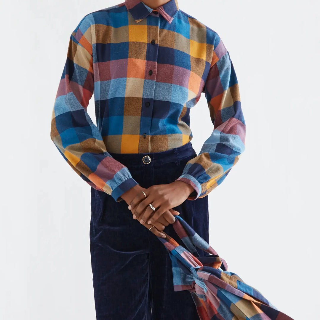 Camisa algodón de cuadros multicolor de Compañía Fantástica para mujer – foto 5