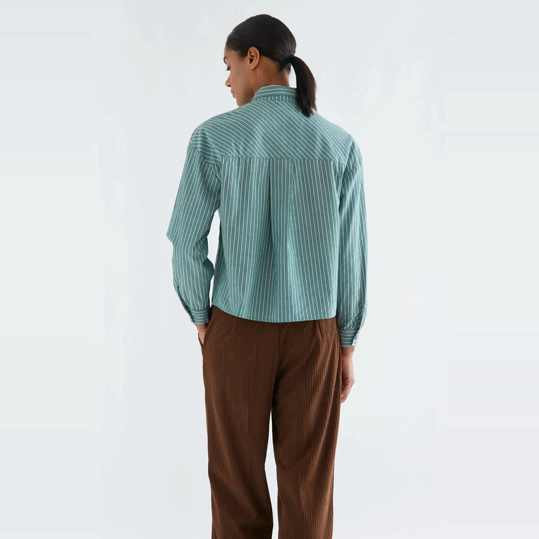 Camisa lazada maxi con rayas verdes de Compañía Fantástica para mujer – foto 2
