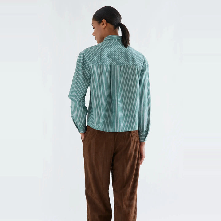 Camisa lazada maxi con rayas verdes de Compañía Fantástica para mujer – foto 2