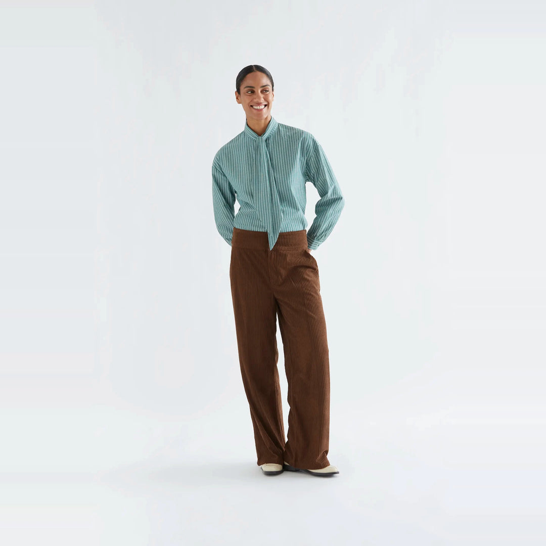 Camisa lazada maxi con rayas verdes de Compañía Fantástica para mujer – foto 4