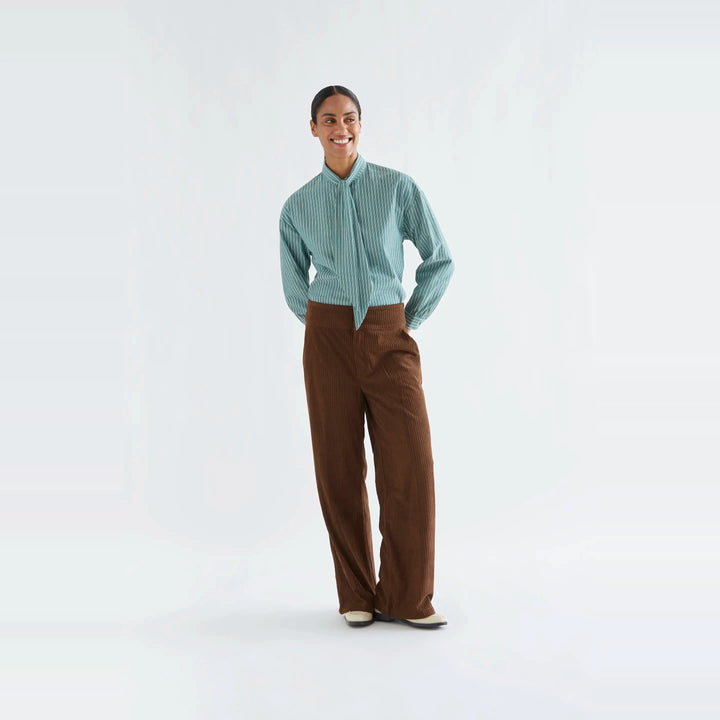 Camisa lazada maxi con rayas verdes de Compañía Fantástica para mujer – foto 4