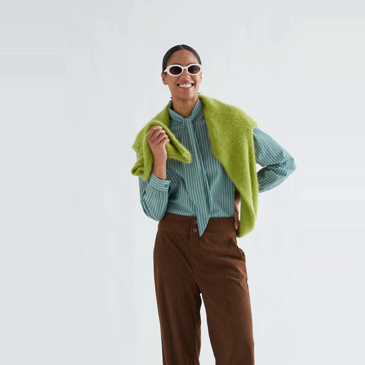 Camisa lazada maxi con rayas verdes de Compañía Fantástica para mujer – foto 5