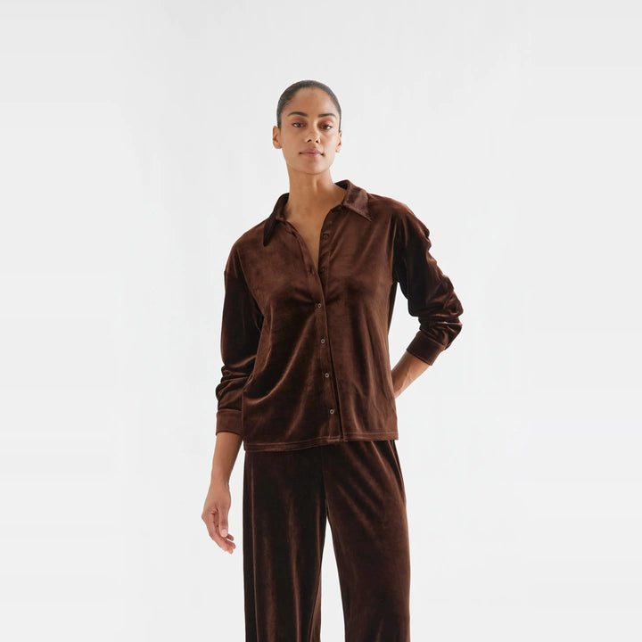Camisa terciopelo marrón de Compañía Fantástica para mujer – foto 1