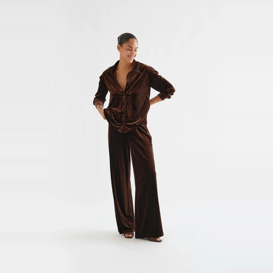 Camisa terciopelo marrón de Compañía Fantástica para mujer – foto 4