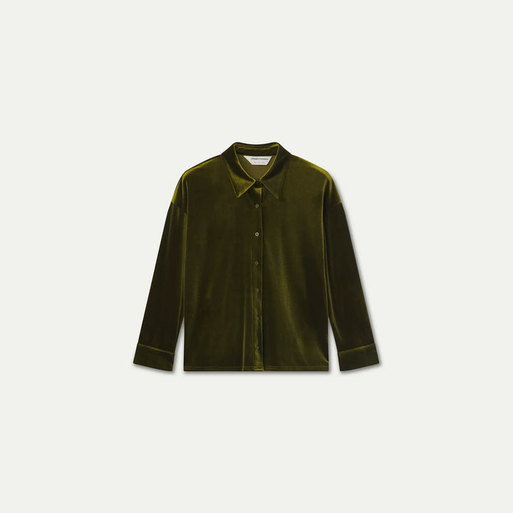 Camisa terciopelo verde oliva de Compañía Fantástica para mujer – foto 6