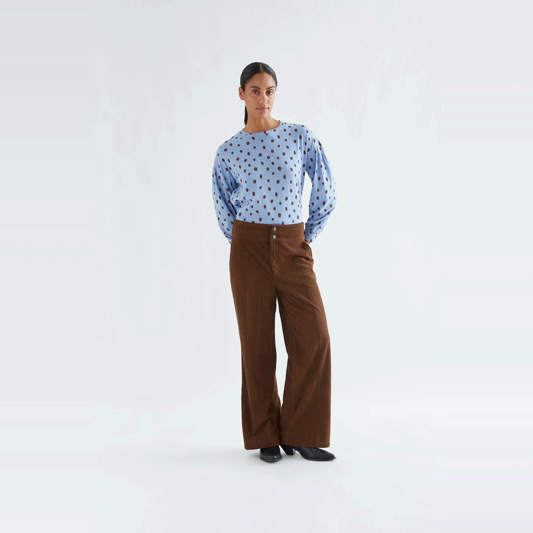 Camiseta algodón azul con puntos marrón de Compañía Fantástica para mujer – foto 4