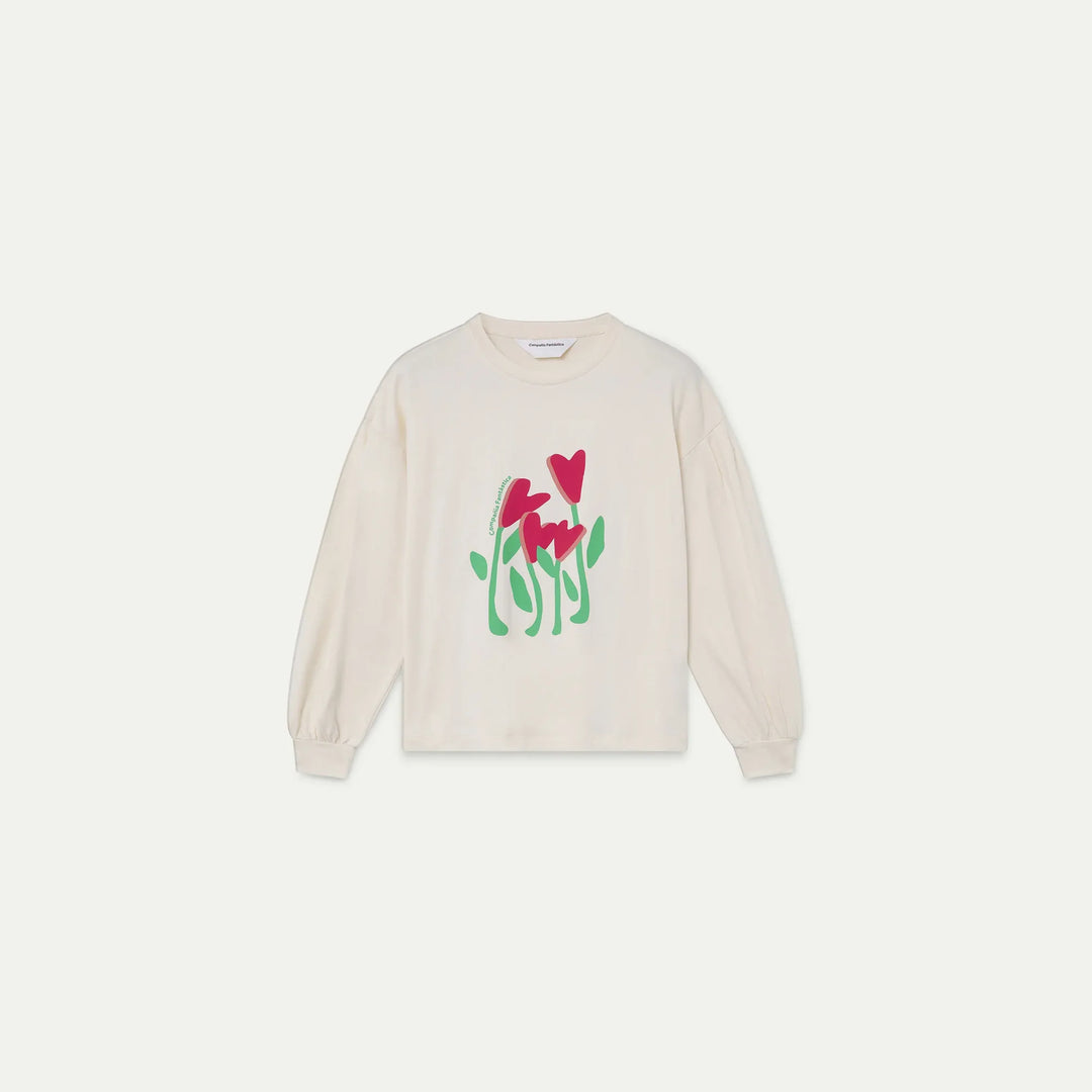 Camiseta algodón blanco roto con corazones de Compañía Fantástica para mujer – foto 6