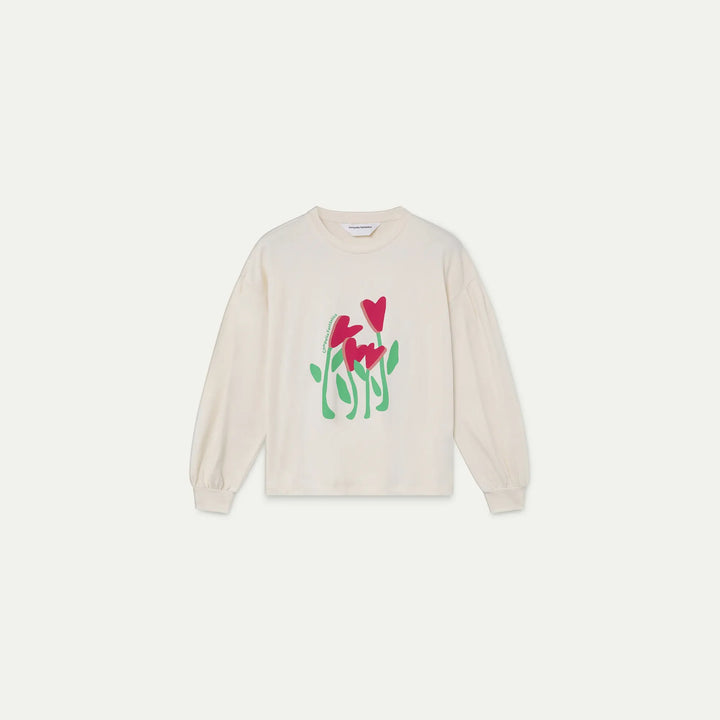 Camiseta algodón blanco roto con corazones de Compañía Fantástica para mujer – foto 6