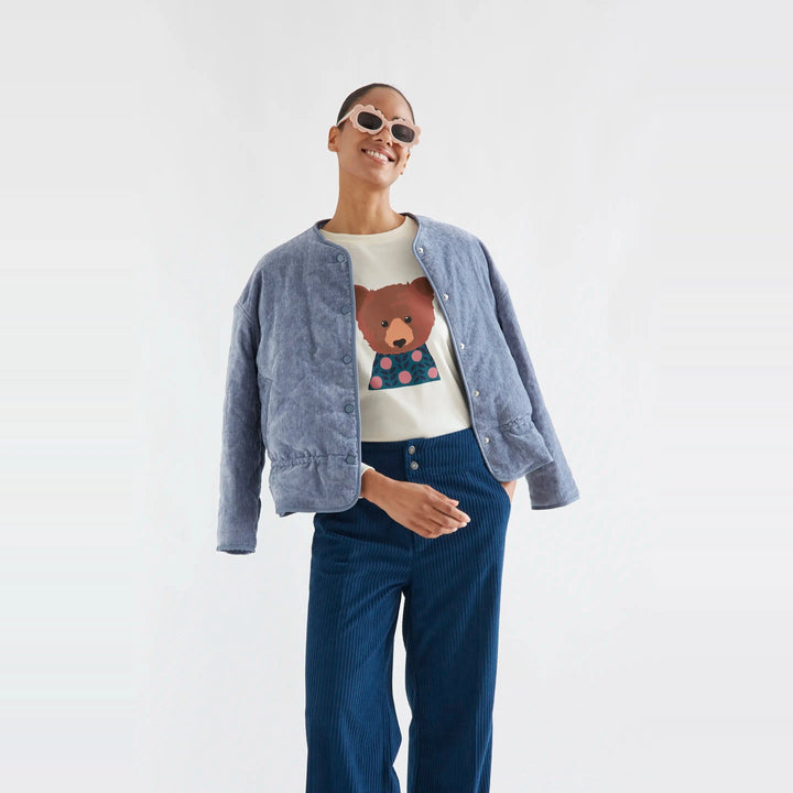 Camiseta algodón blanco roto con estampado de oso de Compañía Fantástica para mujer – foto 5