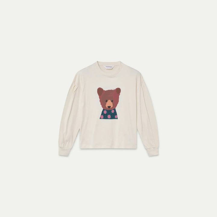 Camiseta algodón blanco roto con estampado de oso de Compañía Fantástica para mujer – foto 6