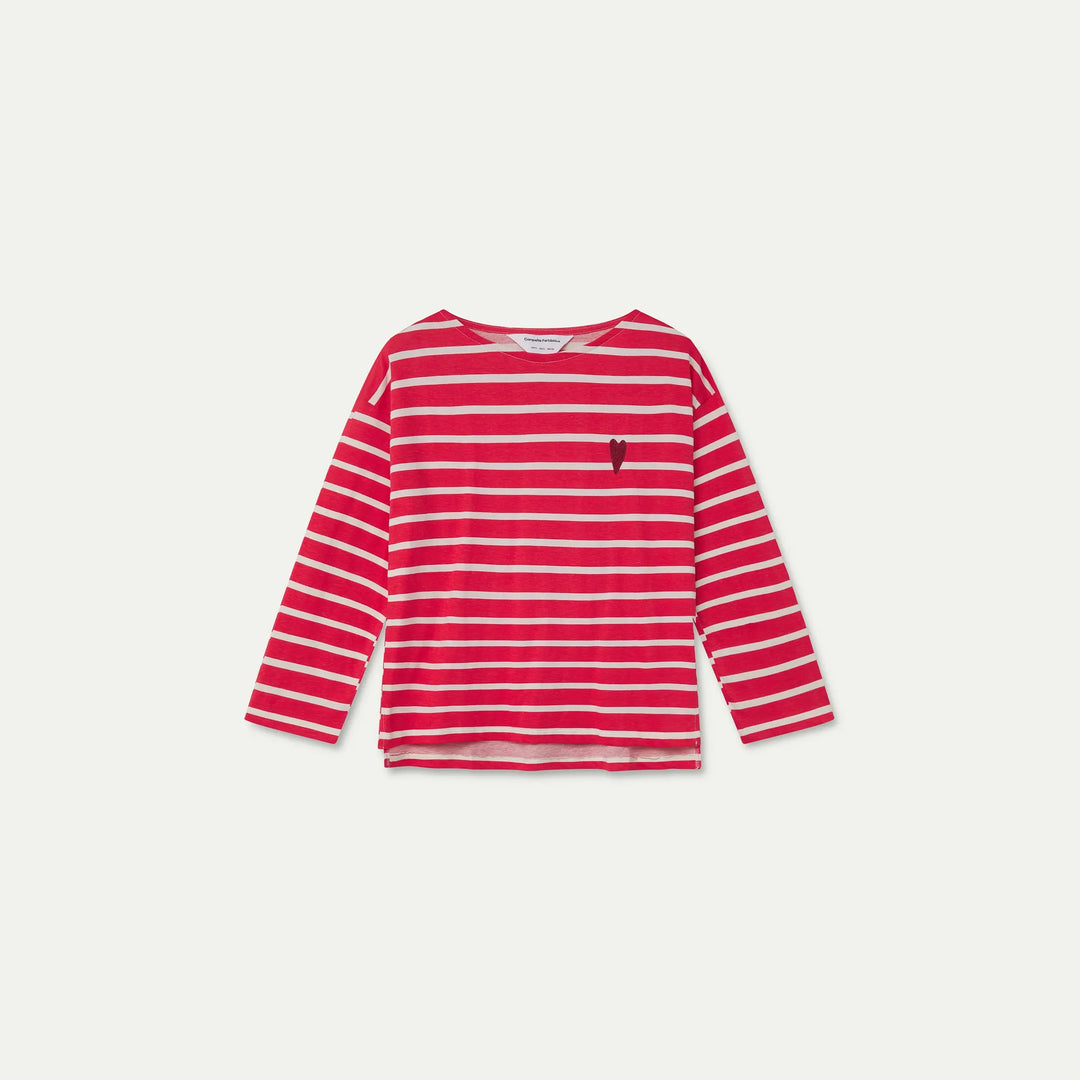 Camiseta algodón de rayas blanco y rojo de Compañía Fantástica para mujer – foto 1