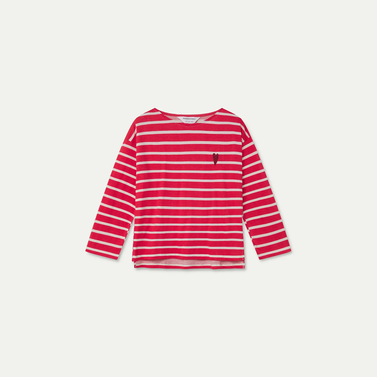 Camiseta algodón de rayas blanco y rojo de Compañía Fantástica para mujer – foto 1