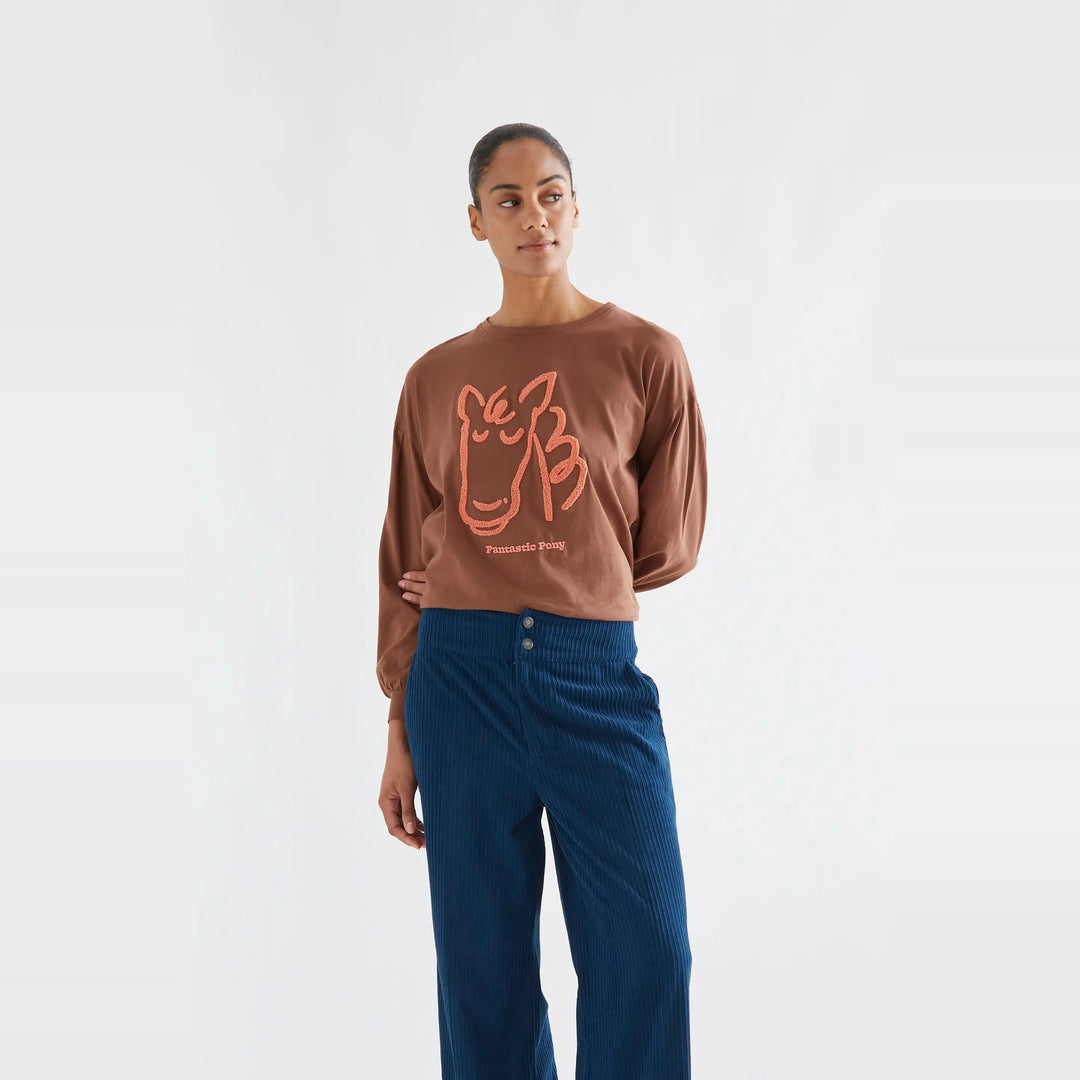 Camiseta algodón marrón con parche Fantastic Pony de Compañía Fantástica para mujer – foto 1