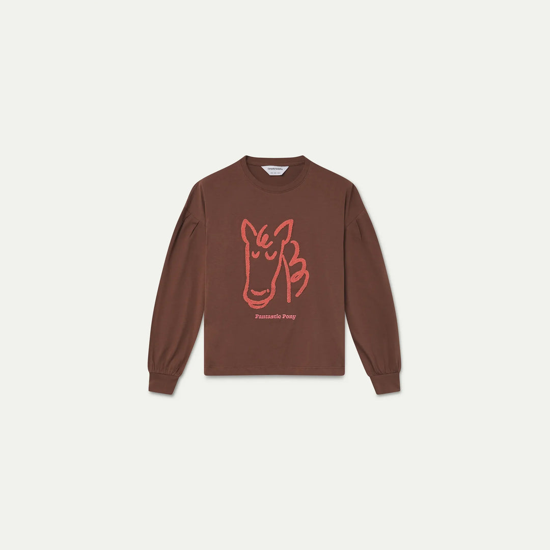 Camiseta algodón marrón con parche Fantastic Pony de Compañía Fantástica para mujer – foto 6