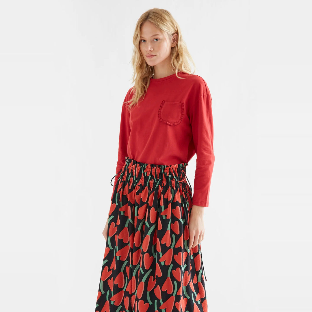 Camiseta algodón roja con bolsillo de Compañía Fantástica para mujer – foto 1