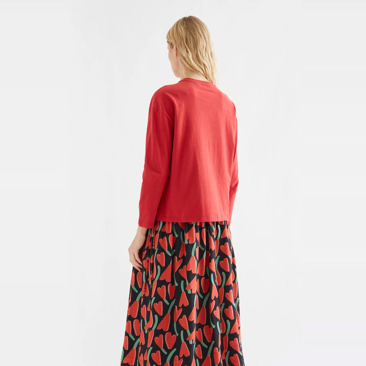 Camiseta algodón roja con bolsillo de Compañía Fantástica para mujer – foto 2