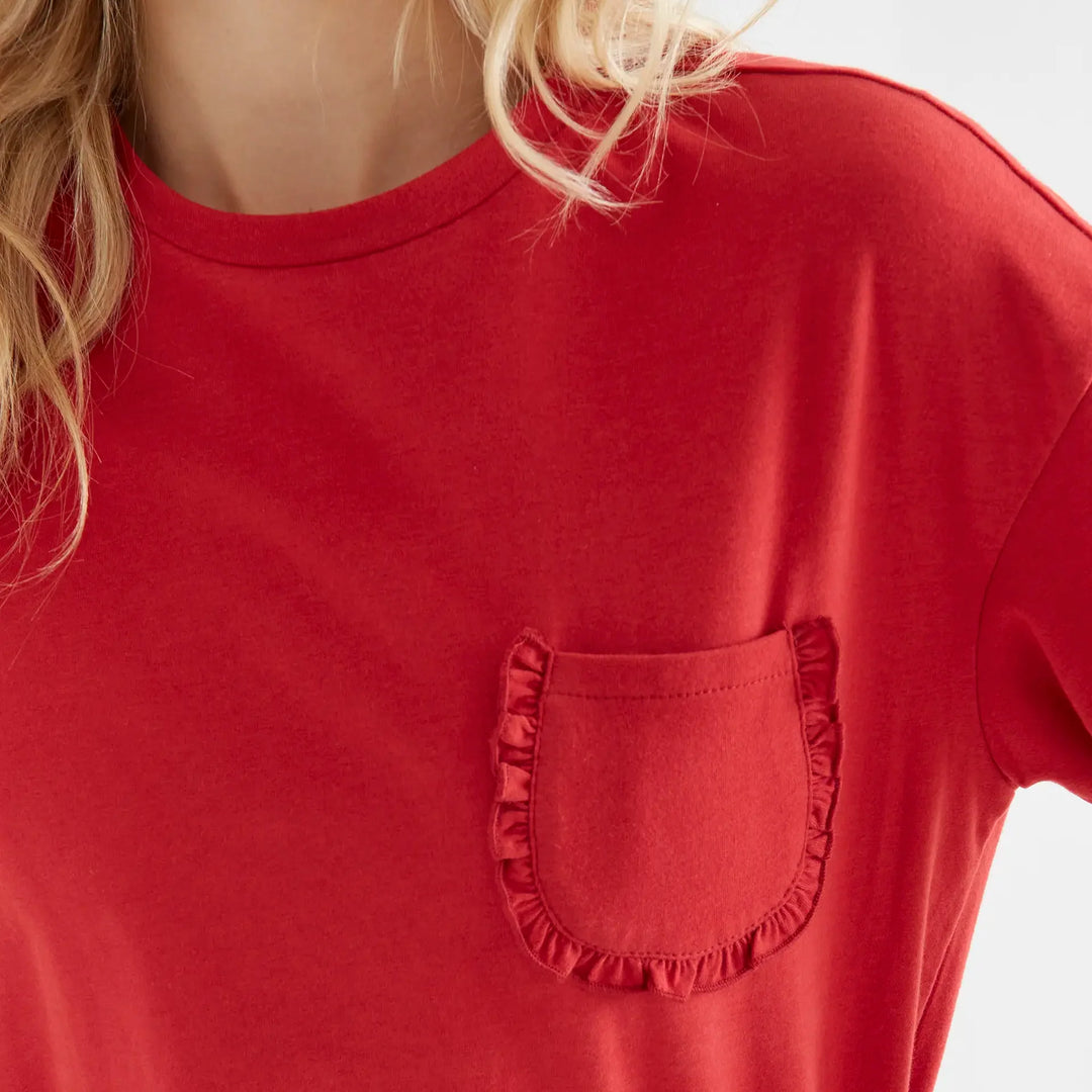 Camiseta algodón roja con bolsillo de Compañía Fantástica para mujer – foto 3
