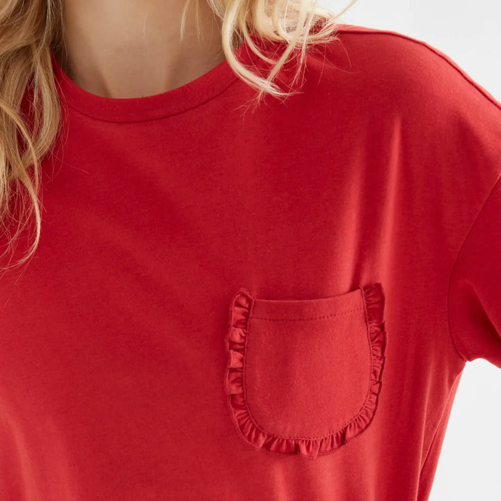 Camiseta algodón roja con bolsillo de Compañía Fantástica para mujer – foto 3