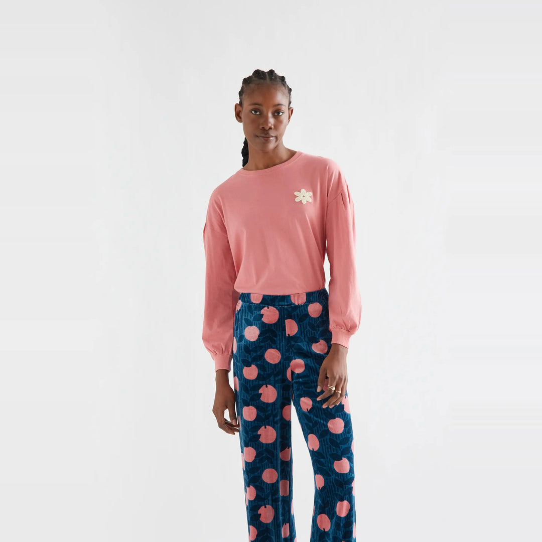 Camiseta algodón rosa con parche de flor de Compañía Fantástica para mujer – foto 1
