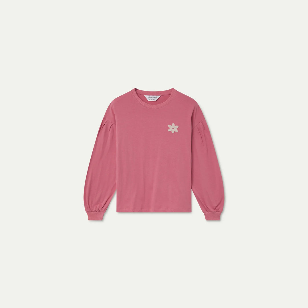 Camiseta algodón rosa con parche de flor de Compañía Fantástica para mujer – foto 6