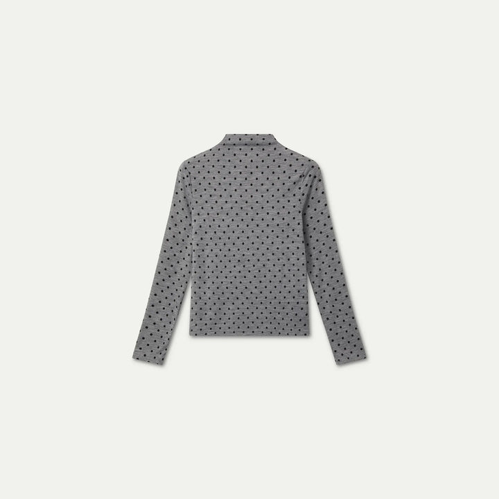 Camiseta básica gris jaspeado con mini lunares negros de Compañía Fantástica para mujer – foto 6
