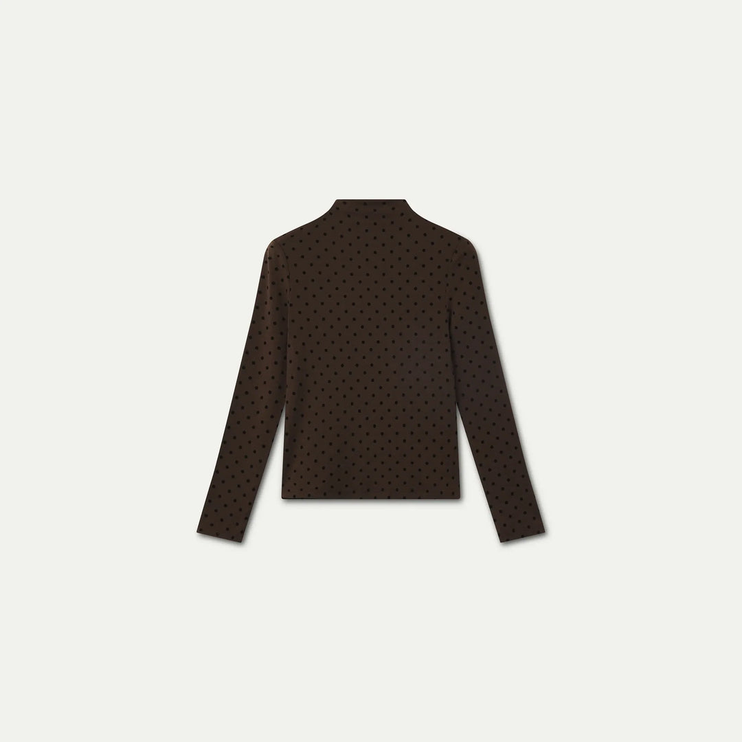 Camiseta básica marrón con mini lunares negros de Compañía Fantástica para mujer – foto 6