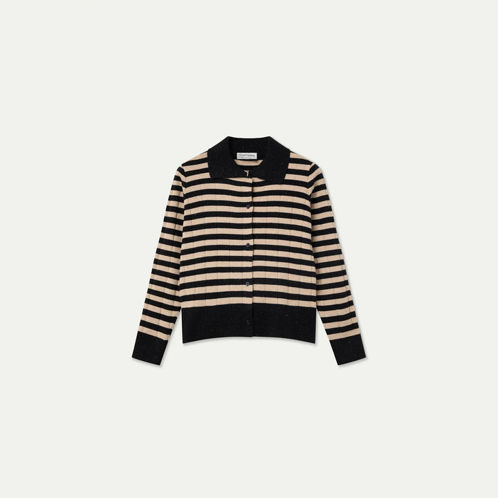Cárdigan punto con rayas negro y beige de Compañía Fantástica para mujer – foto 5