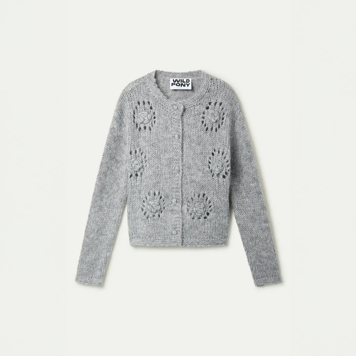 CARDIGAN - Wild Pony, Brown animal print knit.