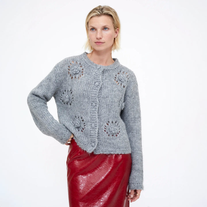 CARDIGAN - Wild Pony, Brown animal print knit.