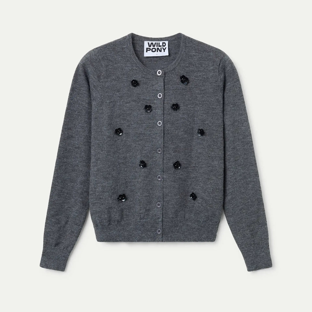 CARDIGAN - Wild Pony, Brown animal print knit.