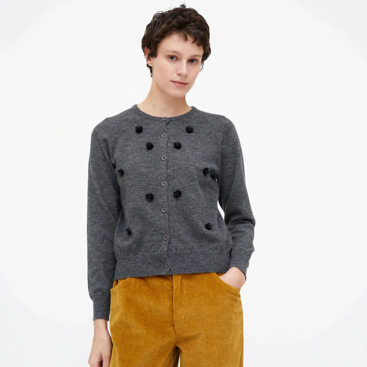 CARDIGAN - Wild Pony, Brown animal print knit.