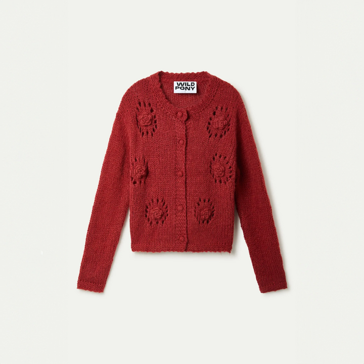 CARDIGAN - Wild Pony, Brown animal print knit.