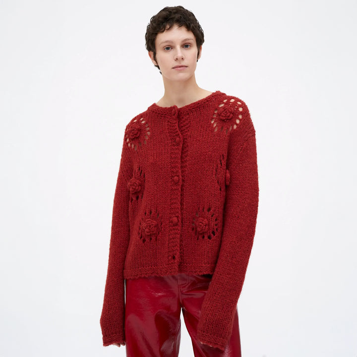 CARDIGAN - Wild Pony, Brown animal print knit.