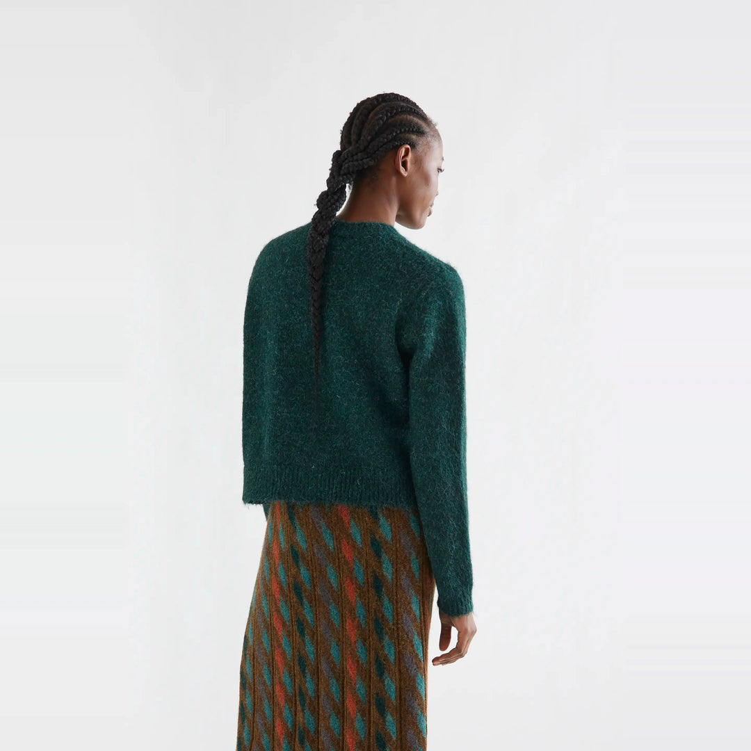 Cárdigan punto verde oscuro con botones verde claro de Compañía Fantástica para mujer – foto 2