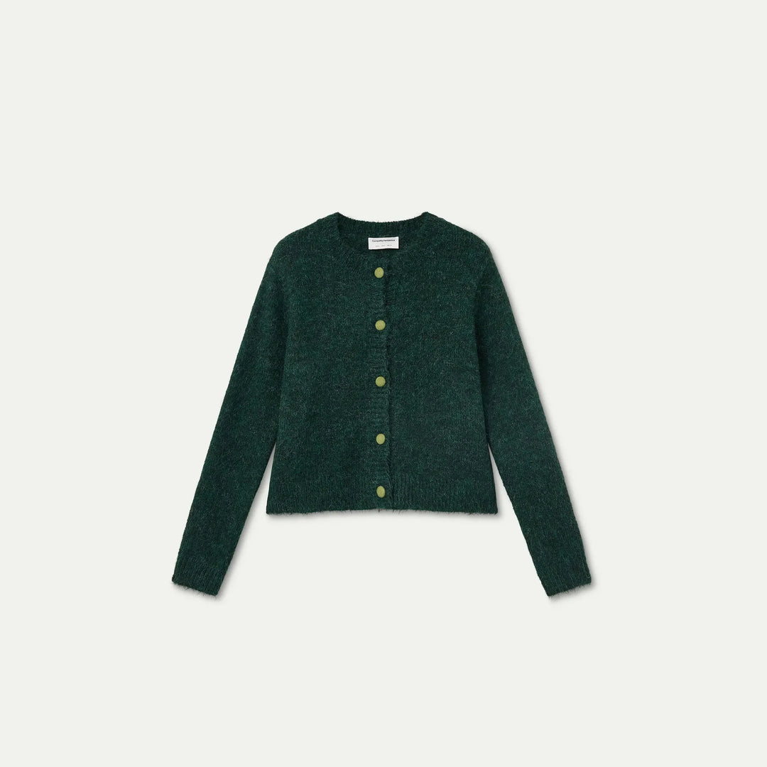 Cárdigan punto verde oscuro con botones verde claro de Compañía Fantástica para mujer – foto 6