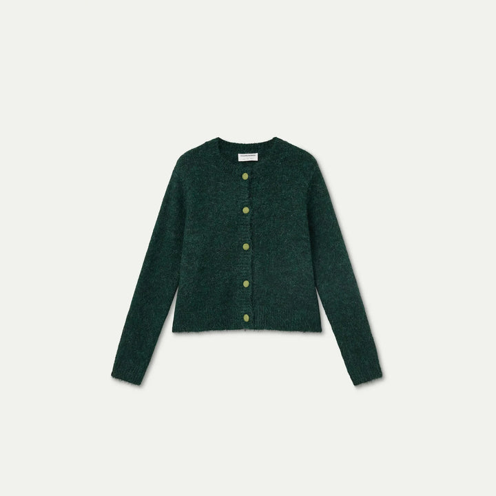 Cárdigan punto verde oscuro con botones verde claro de Compañía Fantástica para mujer – foto 6