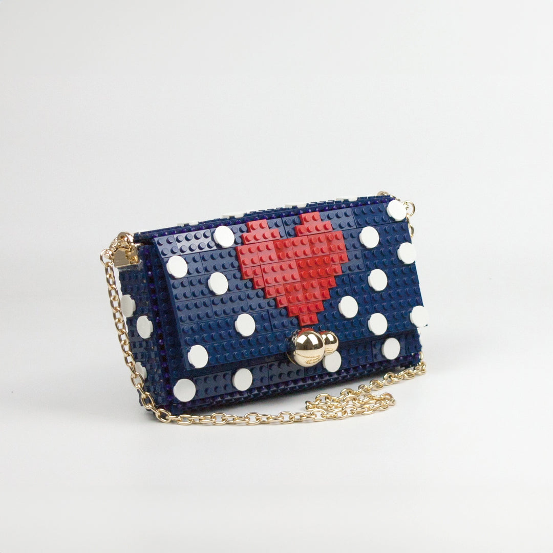 BOLSO - Bag & Block, Heart with Polka Dots Negro