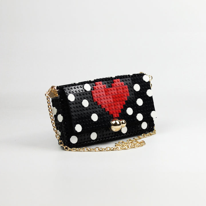 BOLSO - Bag & Block, Heart with Polka Dots Negro