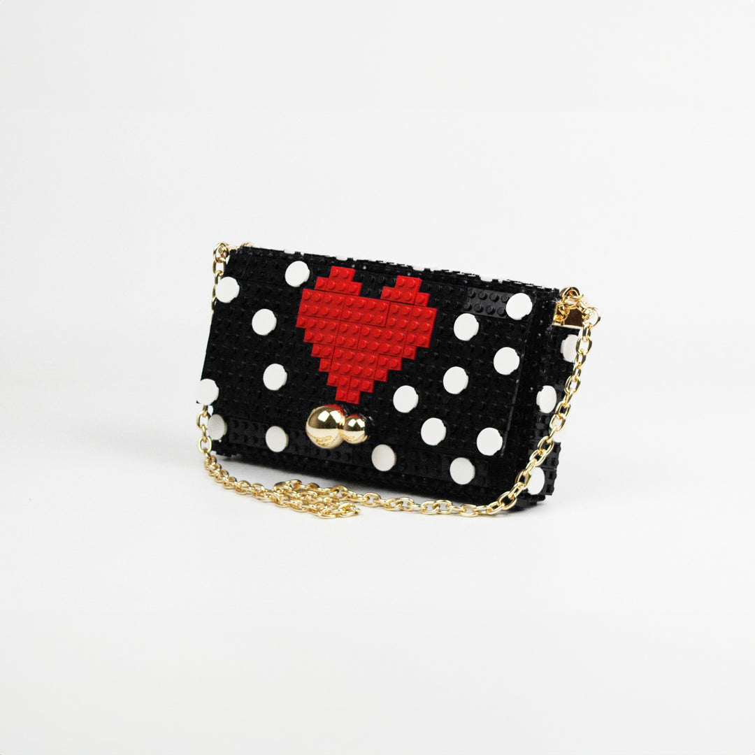 BOLSO - Bag & Block, Heart with Polka Dots Negro